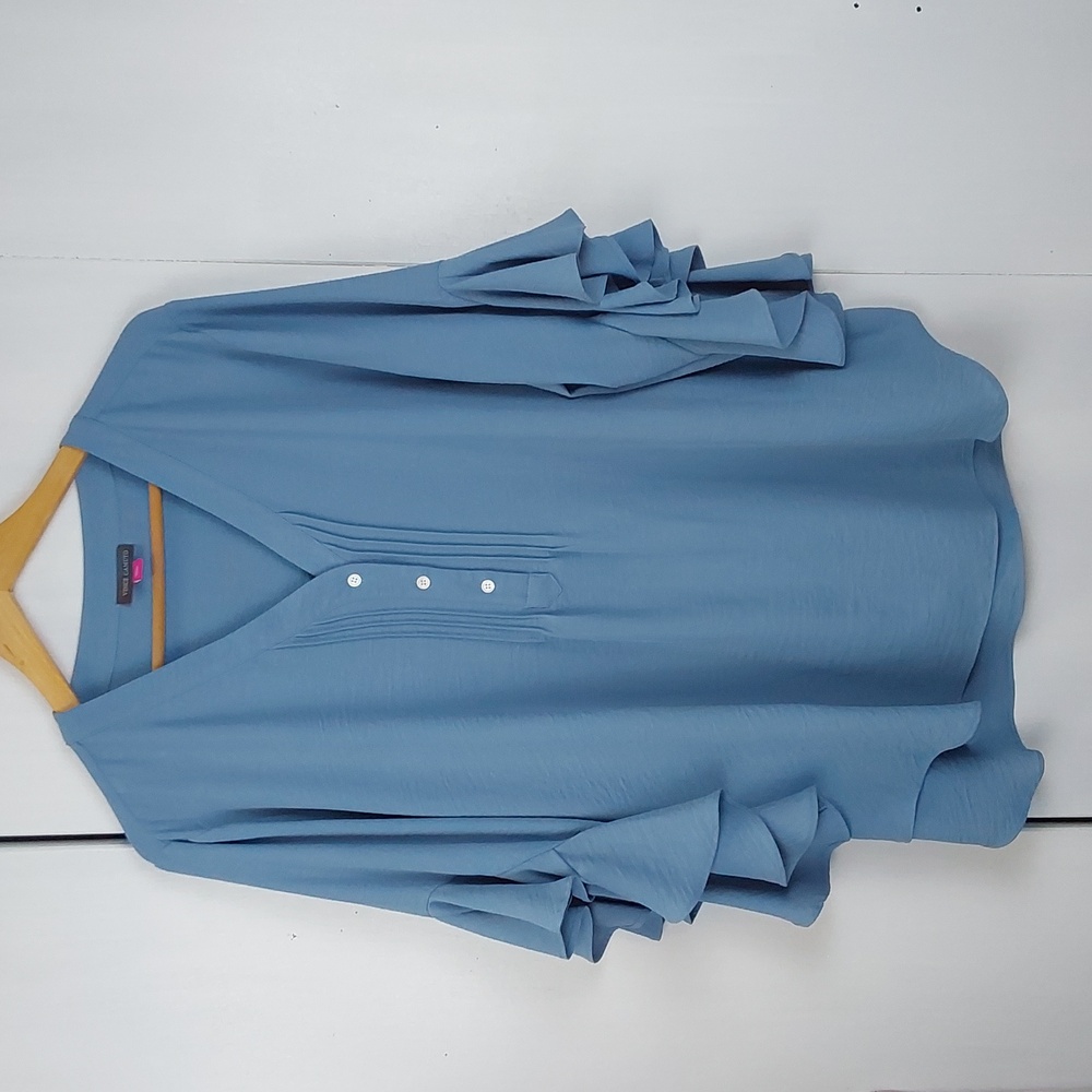 Vince Camuto Blue Ruffle Sleeve Blouse